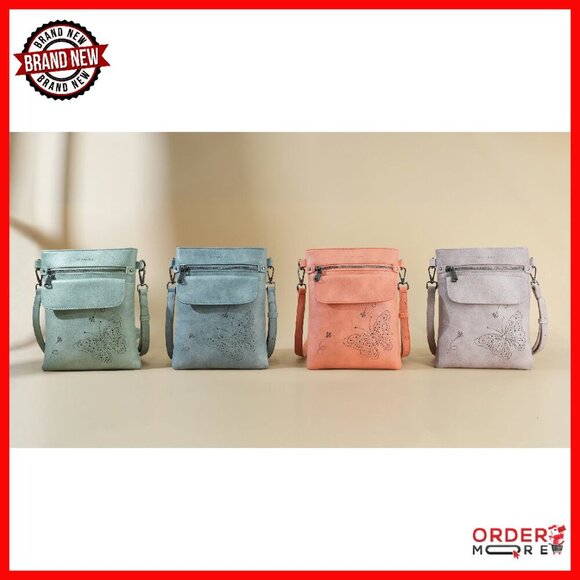 Vegan Leather Crossbody Bag Adjustable Strap Multiple Pockets Compact - Picture 8 of 8